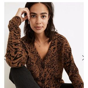 Madewell Tigerized Cameron Ribbed Cardigan Sweater in Coziest Yarn